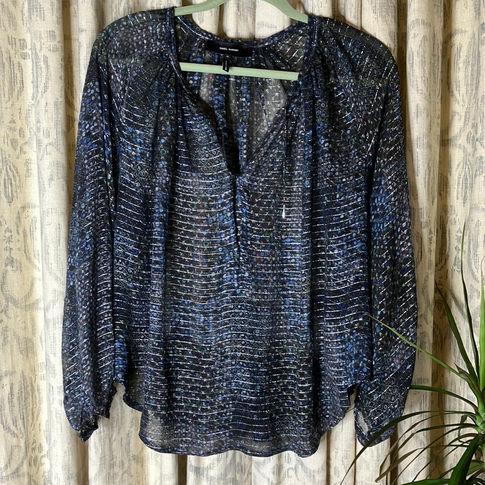 Isabel Marant silk metallic  Blouse, Size 38/8